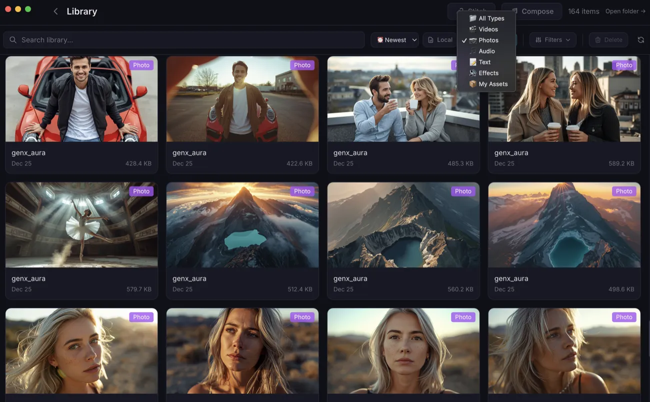 GenX Pro Cloud Library — all assets organized in one unified library
