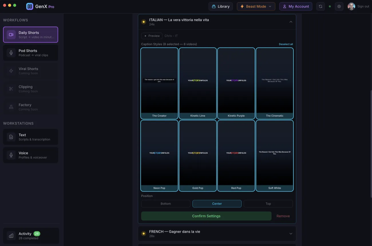 8 animated caption style presets from clean UGC to cinematic