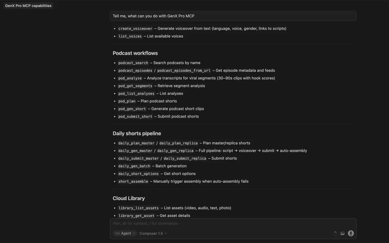 GenX Pro MCP trust levels — from supervised to fully autonomous agent control